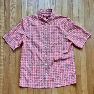 Simms Coral Plaid Button Down Shirt